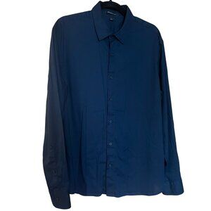 Solid Navy Button Down Dress Shirt // Mercer & Mettle Men's Size L